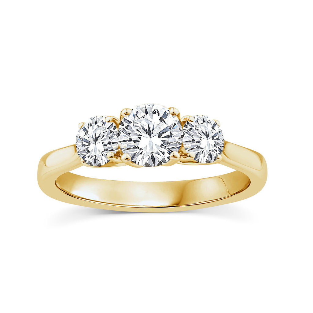 9ct Yellow Gold Lab Grown Diamond Trilogy Ring