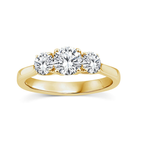 9ct Yellow Gold Lab Grown Diamond Trilogy Ring