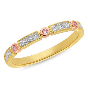 9ct Yellow And Rose Gold Pink Caviar Ring