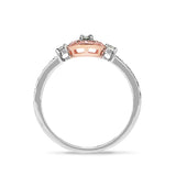 9ct Rose And White Gold Pink Caviar Art Deco Style Ring