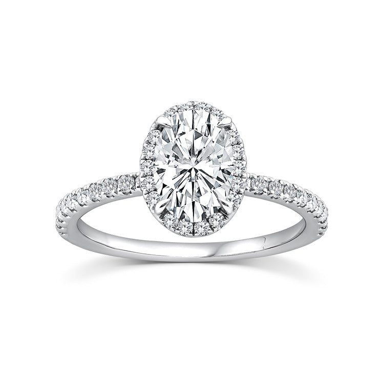 9ct White Gold Lab Grown Diamond Oval Halo Ring