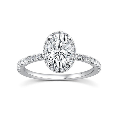 9ct White Gold Lab Grown Diamond Oval Halo Ring
