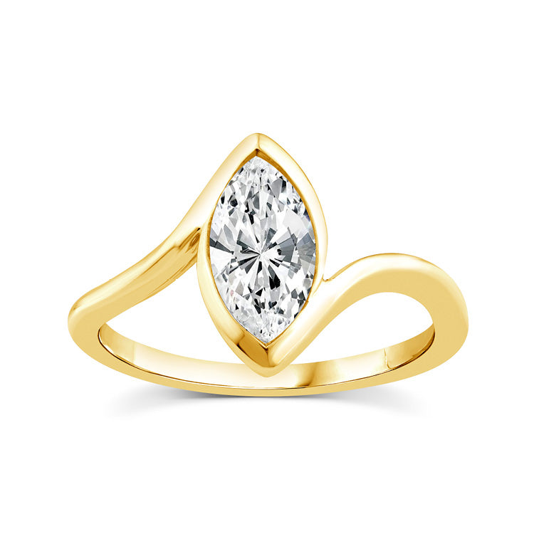 9ct Yellow Gold Lab Grown Diamond Marquise Accent Ring