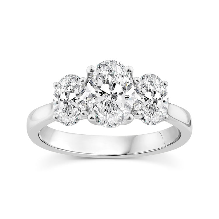9ct White Gold 2.00ct Lab Grown Diamond Trilogy Ring
