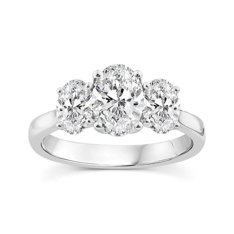 9ct White Gold 2.00ct Lab Grown Diamond Trilogy Ring