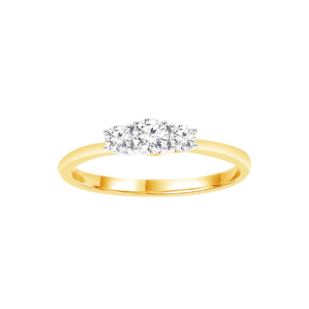 9ct Yellow Gold Trio Lab Grown Diamond Ring