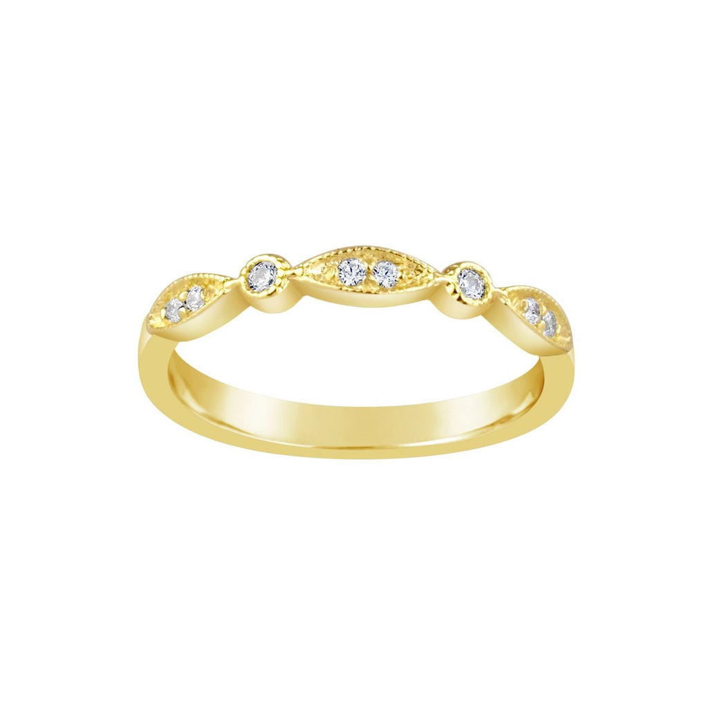 9ct Yellow Gold Cubic Zirconia Patterned Band