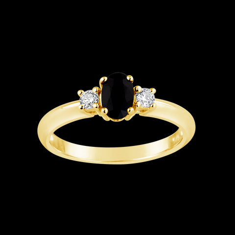 9ct Yellow Gold Oval Sapphire & Diamond Ring