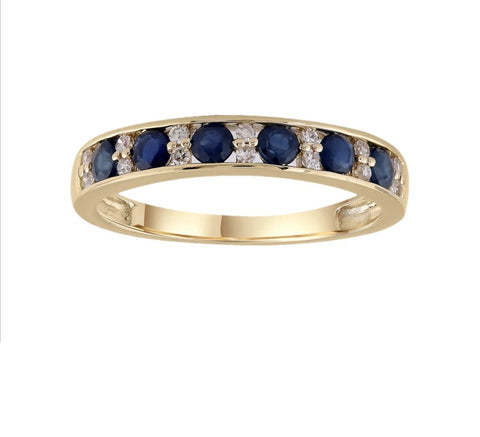 9ct Yellow Gold Diamond And Sapphire Eternity Ring