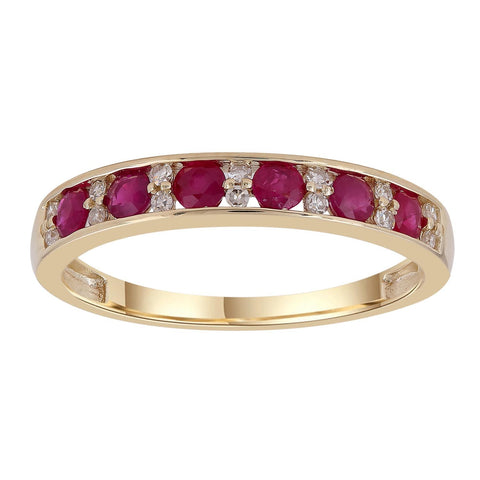 9ct Yellow Gold Diamond and Ruby Eternity Ring