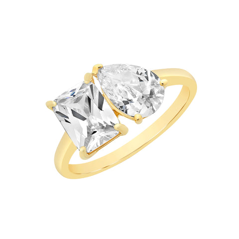 9ct Yellow Gold Cubic Zirconia "Toi et Moi" Ring