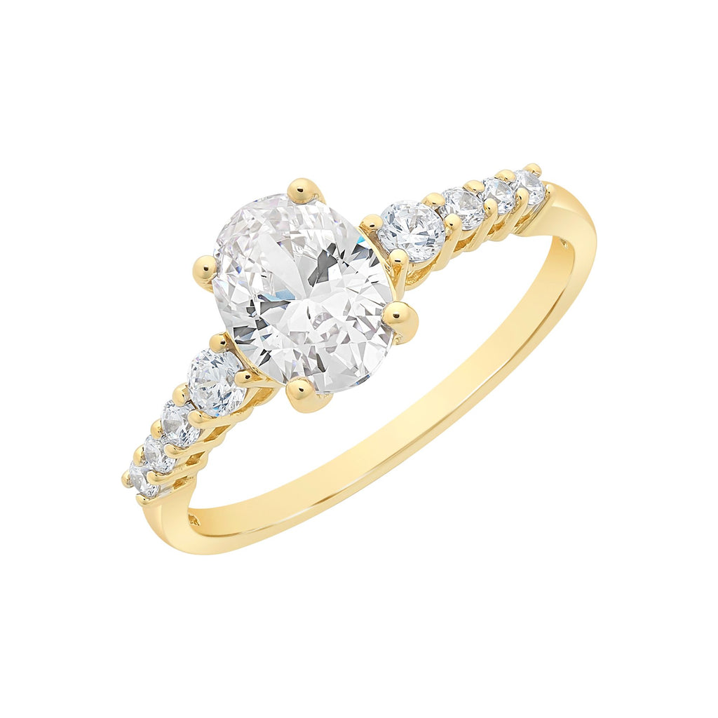 9ct Yellow Gold Oval Cubic Zirconia Ring