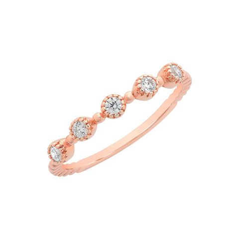9ct Rose Gold Cubic Zirconia Bubble Ring