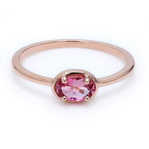 9ct Rose Gold Oval Pink Tourmaline Ring