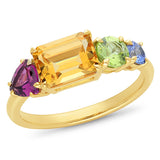 9ct yellow gold multi coloured dress ring