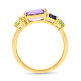 9ct yellow gold multi coloured dress ring