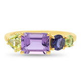 9ct yellow gold multi coloured dress ring