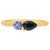 9ct Yellow Gold Sapphire, Tanzanite And Lab Grown Diamond Dress Ring