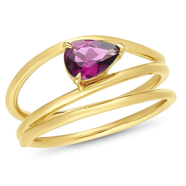 9ct Yellow Gold Rhodolite Garnet Dress Ring