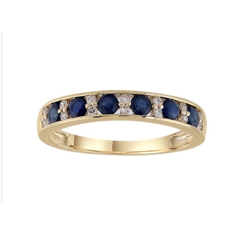 9ct Yellow Gold Diamond And Sapphire Eternity Ring