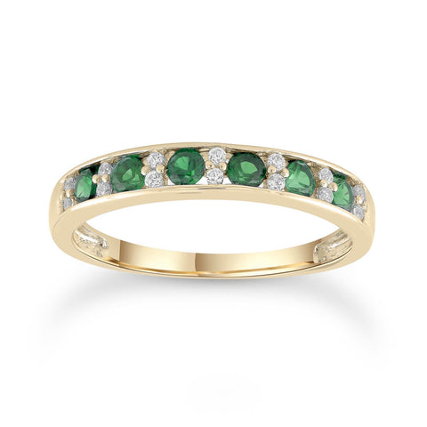 9ct Yellow Gold Diamond And Emerald Eternity Ring
