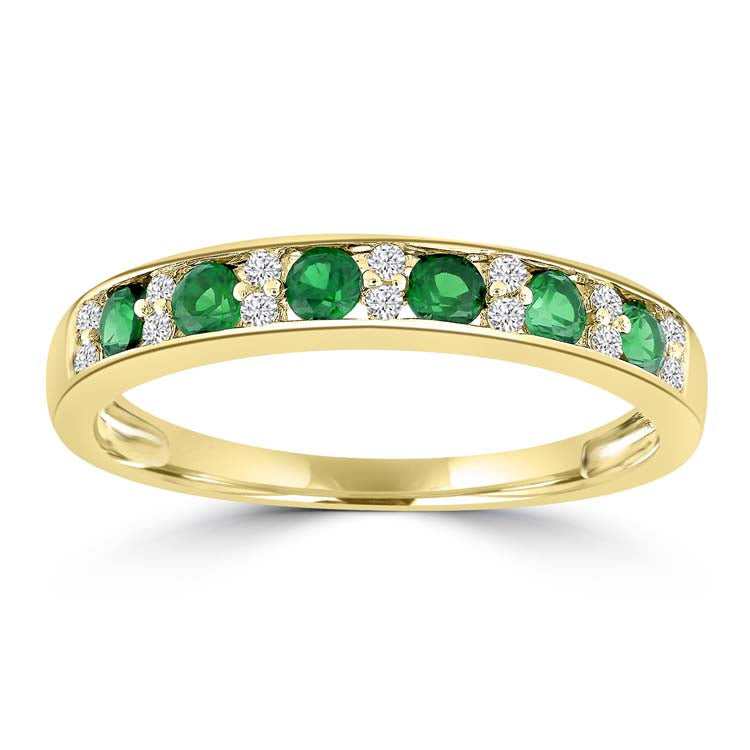 9ct Yellow Gold Emerald And Diamond Anniversary Ring