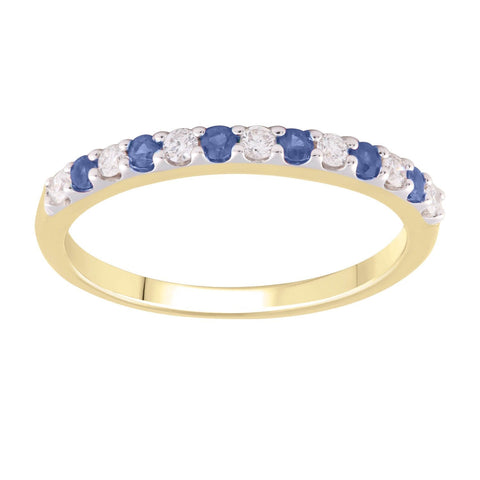9ct Yellow Gold Sapphire & Diamond Band