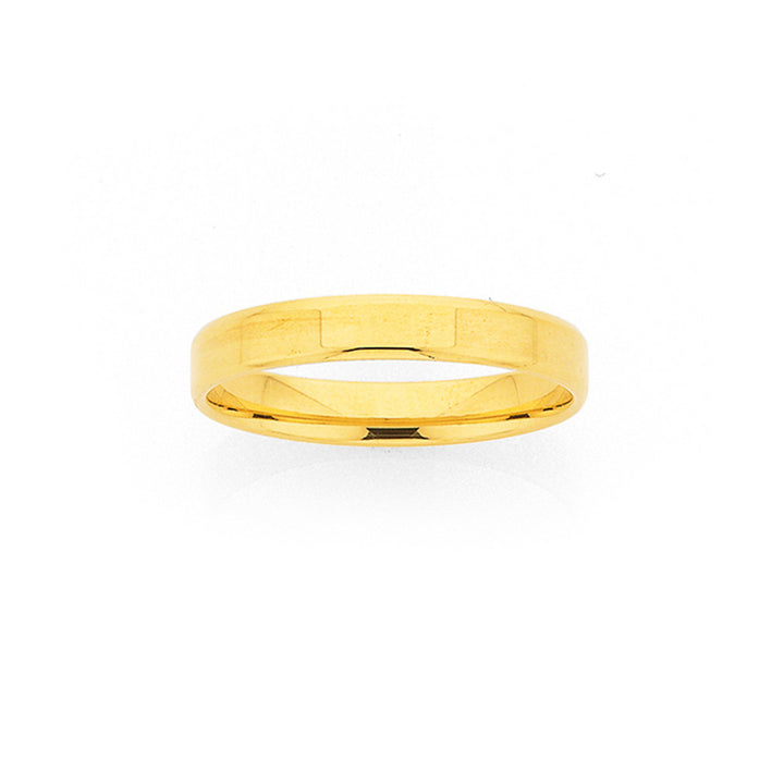 9ct Yellow Gold Flat Bevel Edge Comfort Curve Wedder 3mm
