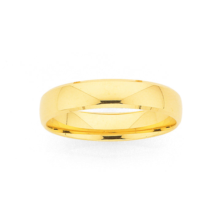 9ct Yellow Gold Half Round Bevel Edge Comfort Curve Wedder 2.5mm
