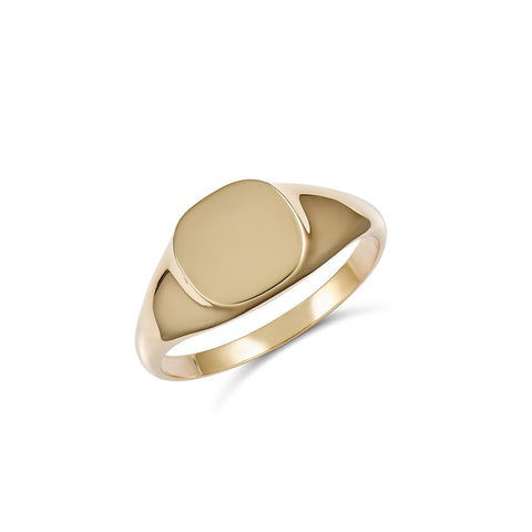 9ct Yellow Gold Cushion Polished Top Gents Ring