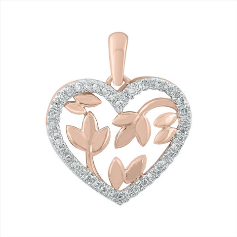 9ct Rose Gold Diamond Heart Pendant