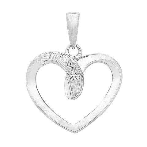 9ct White Gold Heart Pendant