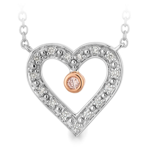 9ct White/Rose Gold Pink Caviar Diamond Pendant