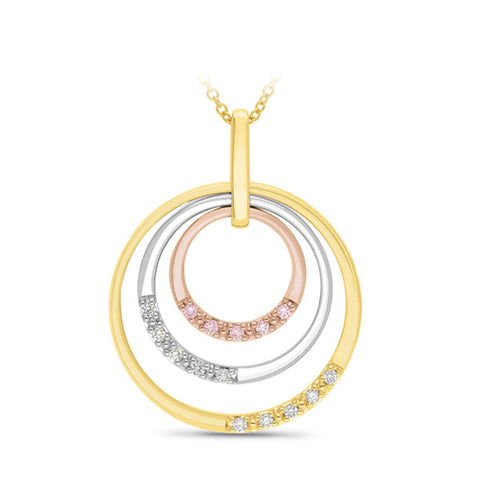 9ct Gold Tri-Tone Pink Caviar Argyle Diamond Pendant