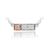 9ct Gold 2 Tone Pink Caviar Diamond Bar Necklet