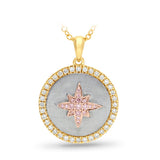 9ct Gold 3 Tone Diamond Pendant With Australian Pink Diamonds From The Argyle Mine