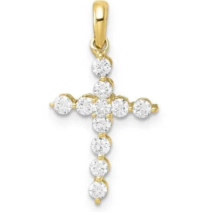 9ct Yellow Gold Lab Grown Diamond Cross Pendant