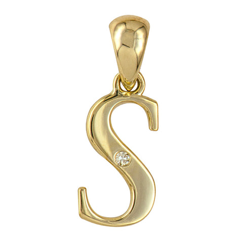 9ct Yellow Gold Diamond Set Initial Pendant 'S'