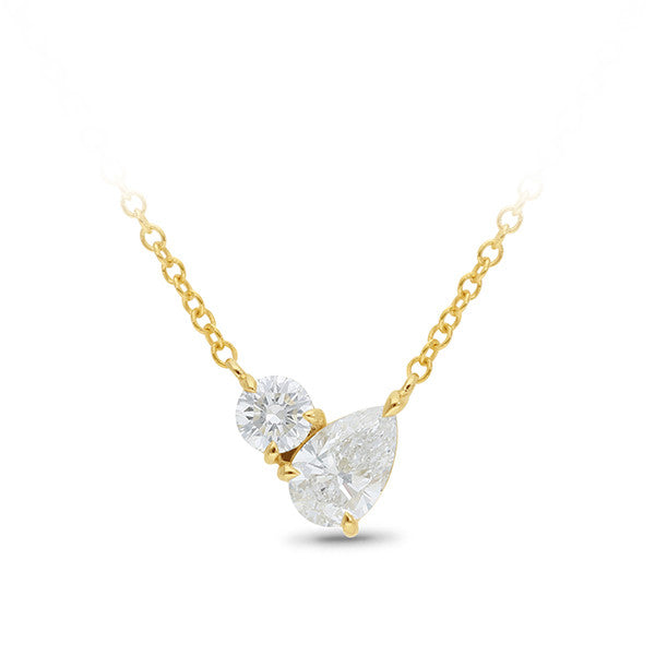 9ct Yellow Gold Lab Grown Diamond Toi Et Moi Design Necklet
