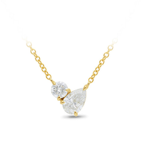9ct Yellow Gold Lab Grown Diamond Toi Et Moi Design Necklet