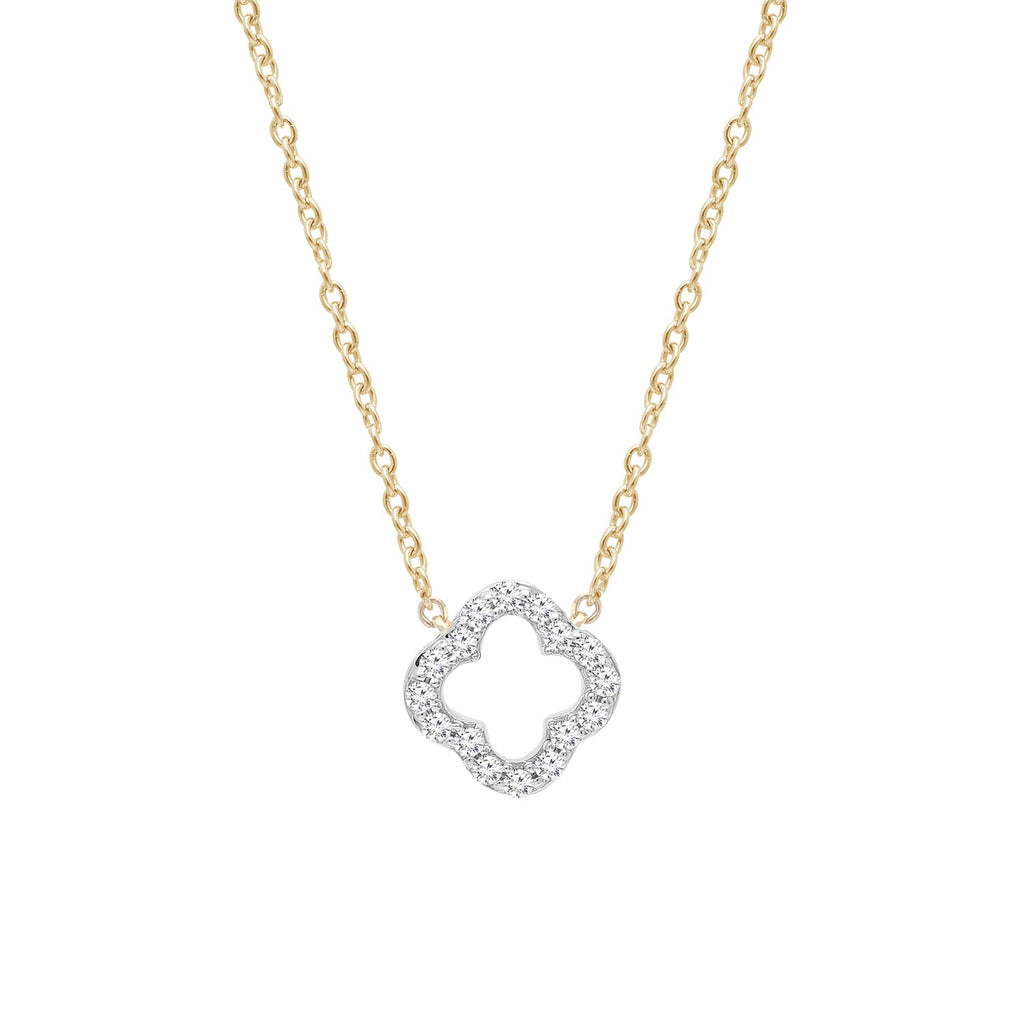 9ct Yellow Gold Lab Grown Diamond Clover Necklet