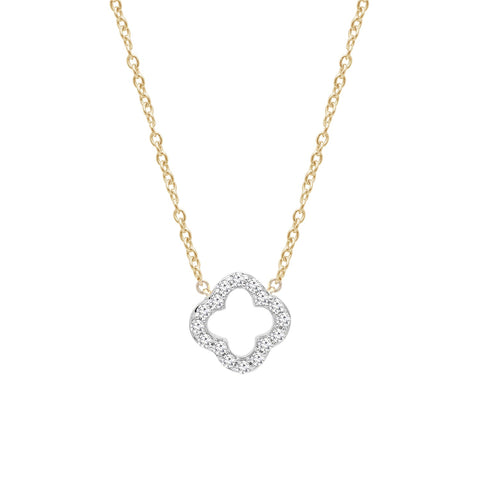 9ct Yellow Gold Lab Grown Diamond Clover Necklet