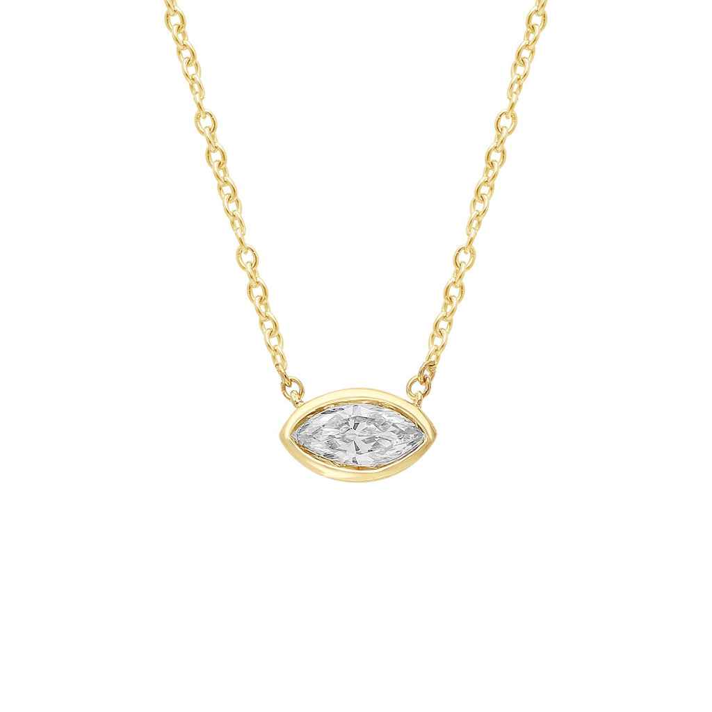 9ct Yellow Gold Lab Grown Diamond Marquise Necklet