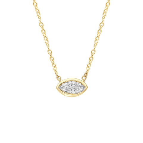 9ct Yellow Gold Lab Grown Diamond Marquise Necklet
