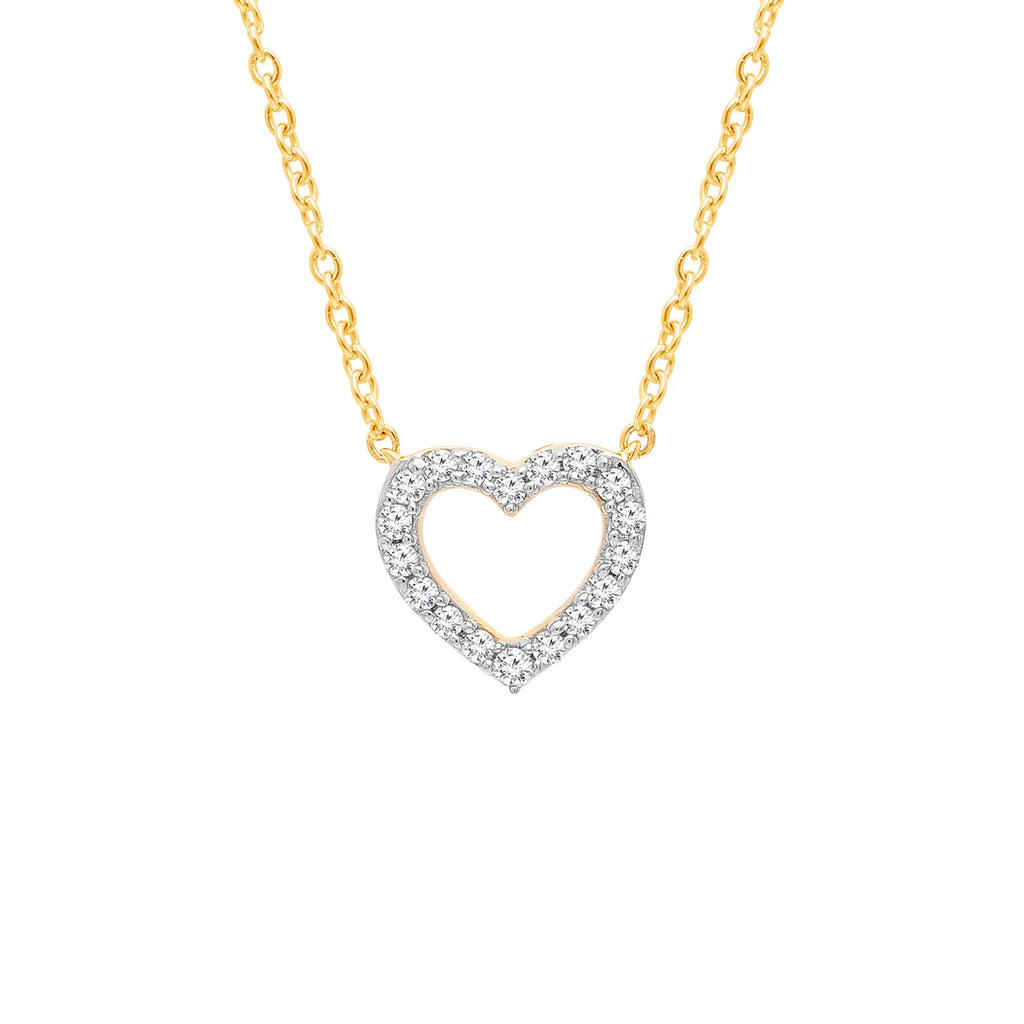 9ct Yellow Gold Lab Grown Diamond Heart Necklet