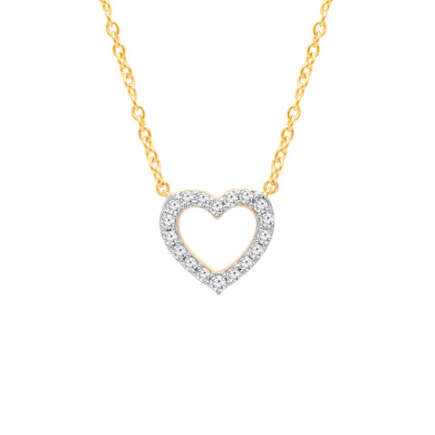 9ct Yellow Gold Lab Grown Diamond Heart Necklet