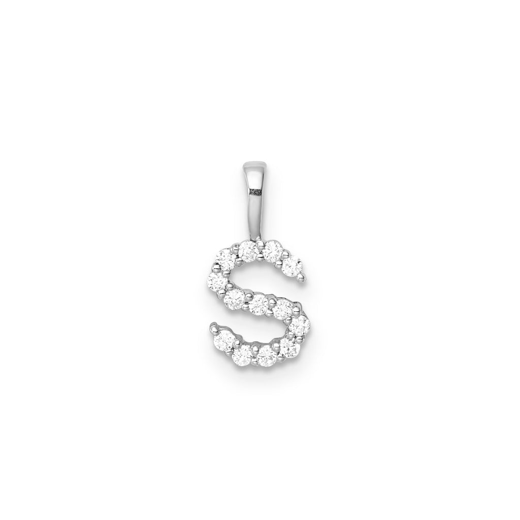 9ct White Gold Lab Grown Diamond Initial "S" Pendant