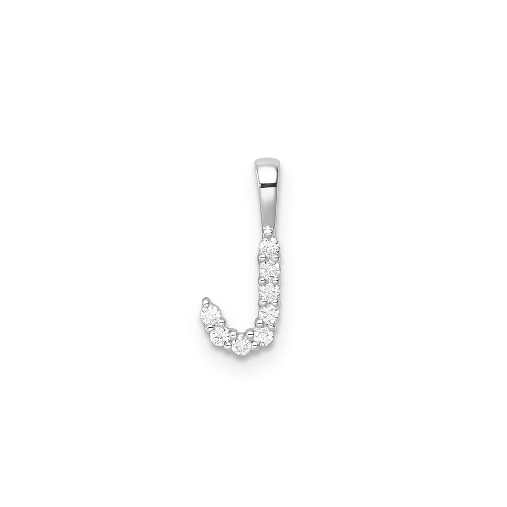 9ct White Gold Lab Grown Diamond Initial "J" Pendant