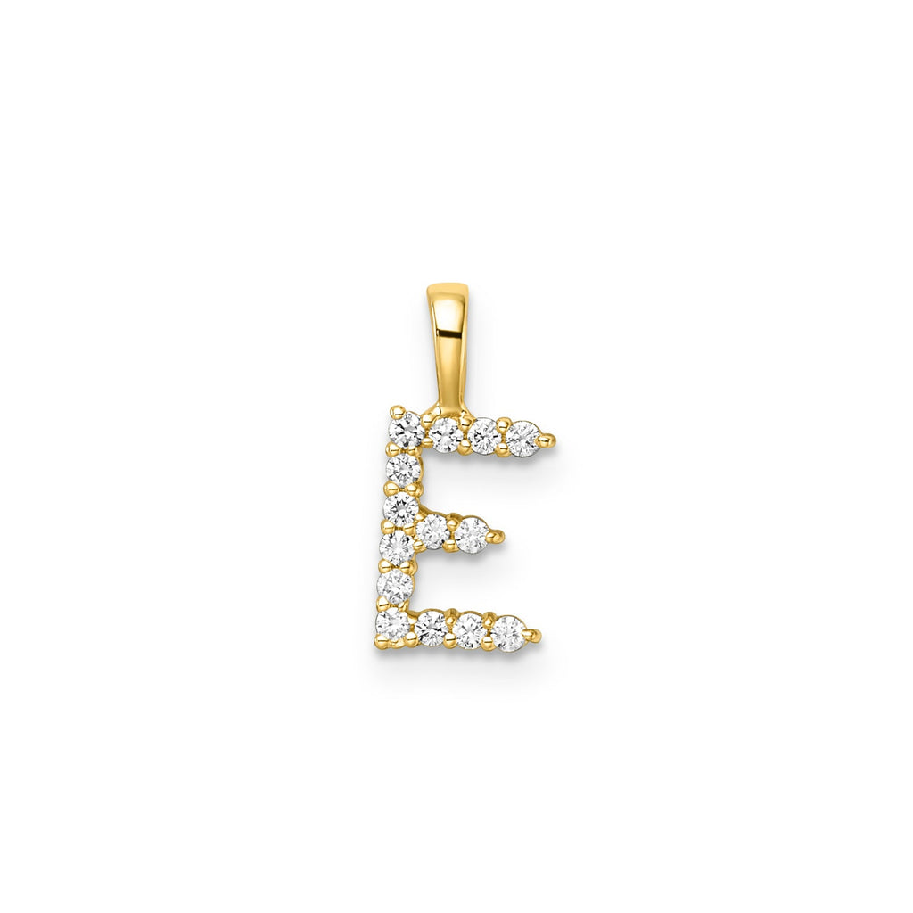 9ct yellow gold 0.10ct F VS Lab grown diamond initial "E" Pendant & plated chain