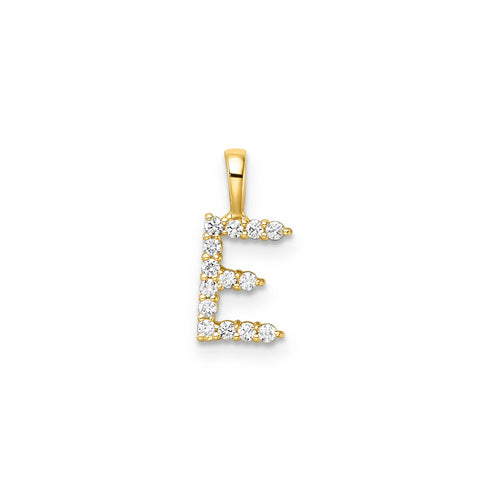 9ct yellow gold 0.10ct F VS Lab grown diamond initial "E" Pendant & plated chain